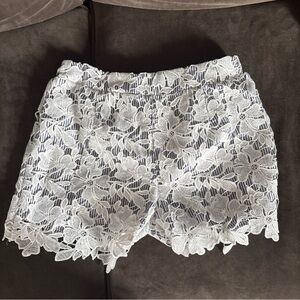 Adiva White Lace High Waist Women Shorts